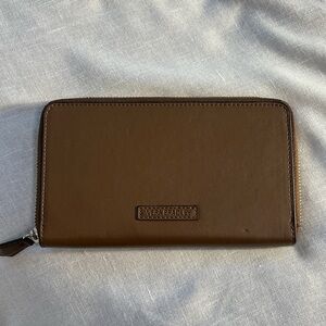 Vera Bradley Brown Leather Zip Around Wallet